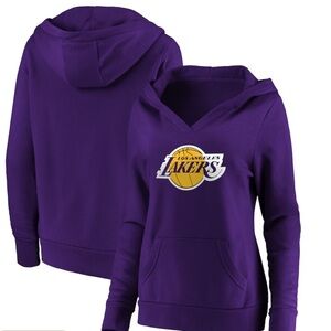 Fanatics Purple Los Angeles Lakers Primary Logo V-neck Pullover Hoodie Medium